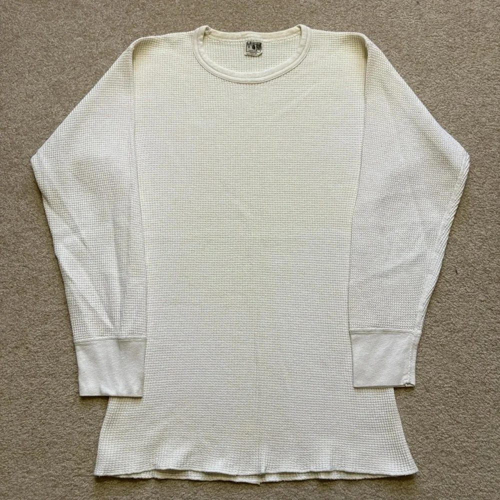 Vtg 70s Thermal Shirt Mens XL White Waffle Knit Long Sleeve USA NW Territory‎
